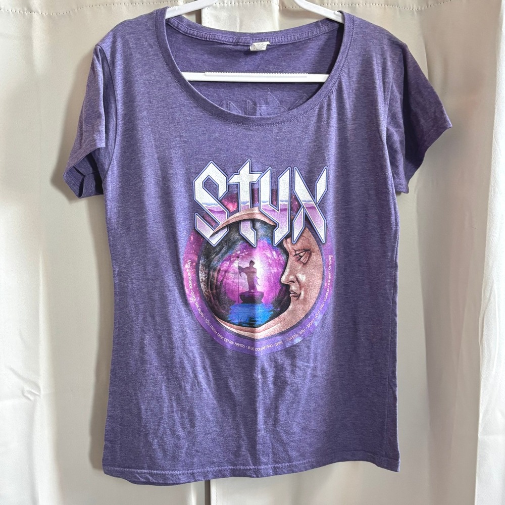 Styx Tour Concert Womens Shirt Top Large All Hits All Night‎ Graphic Band 19607
